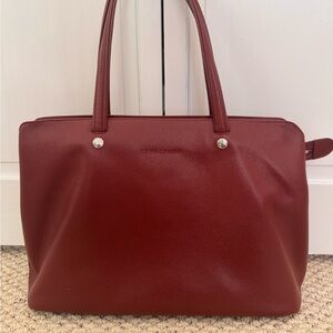 Longchamp Le Foulonne Leather Large in Rust Red